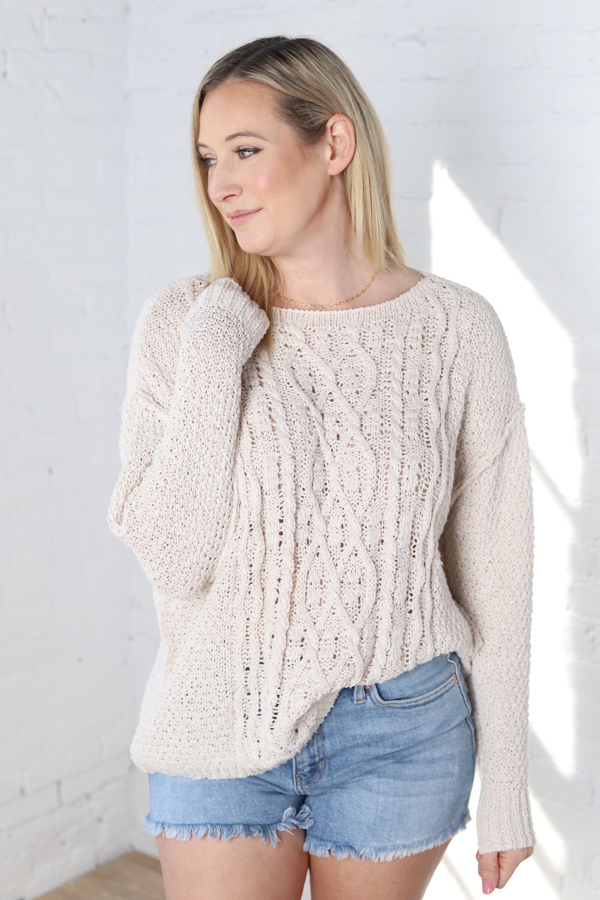 Foster Delicate Cable Knit Sweater