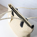 Freesia Straw Tote - Natural/Black