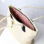 Freesia Straw Tote - Natural/Black