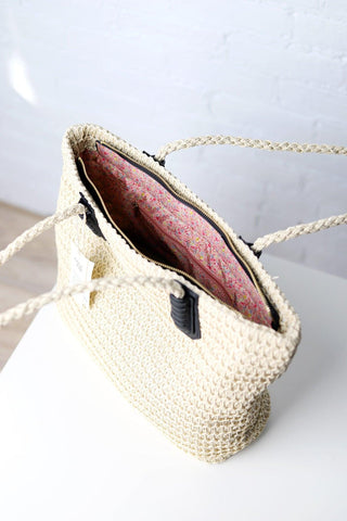 Freesia Straw Tote - Natural/Black