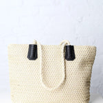 Freesia Straw Tote - Natural/Black