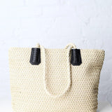 Freesia Straw Tote - Natural/Black