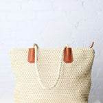 Freesia Straw Tote - Natural/Brown
