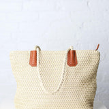 Freesia Straw Tote - Natural/Brown