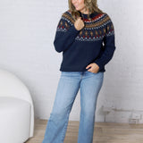 Freja Fair Isle Pullover - Navy