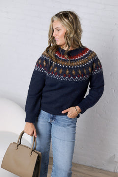 Freja Fair Isle Pullover - Navy FINAL SALE