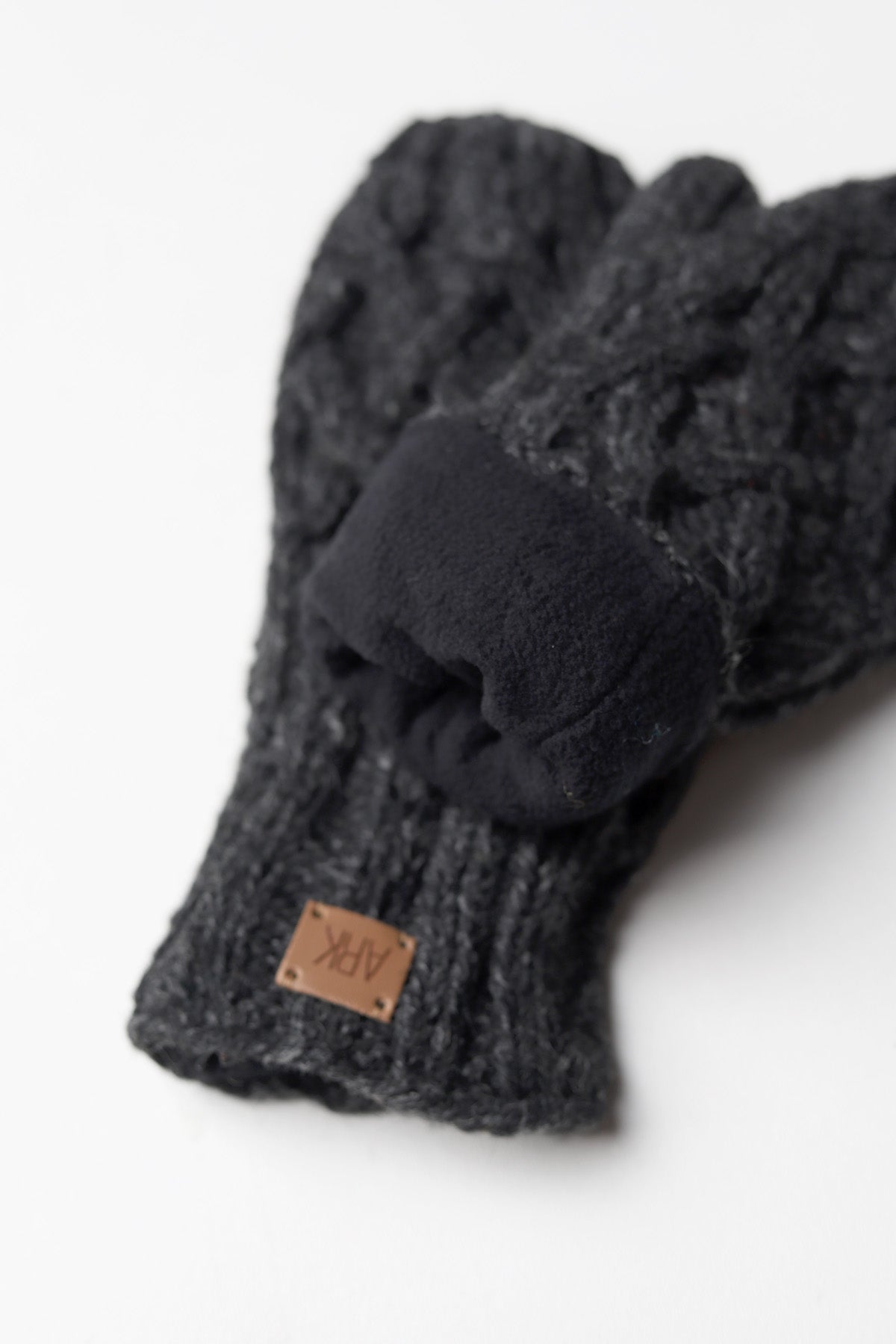 Freya 100% Wool Cable Knit Mittens - Charcoal