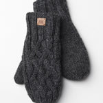 Freya 100% Wool Cable Knit Mittens - Charcoal - FINAL SALE