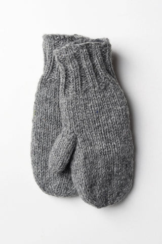 Freya 100% Wool Cable Knit Mittens - Grey