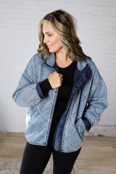 Fritzie Quilted Denim Washed Jacket