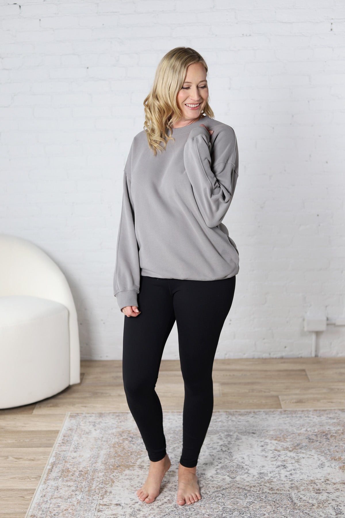 Gabi French Terry Sweatshirt with Pockets - Grey