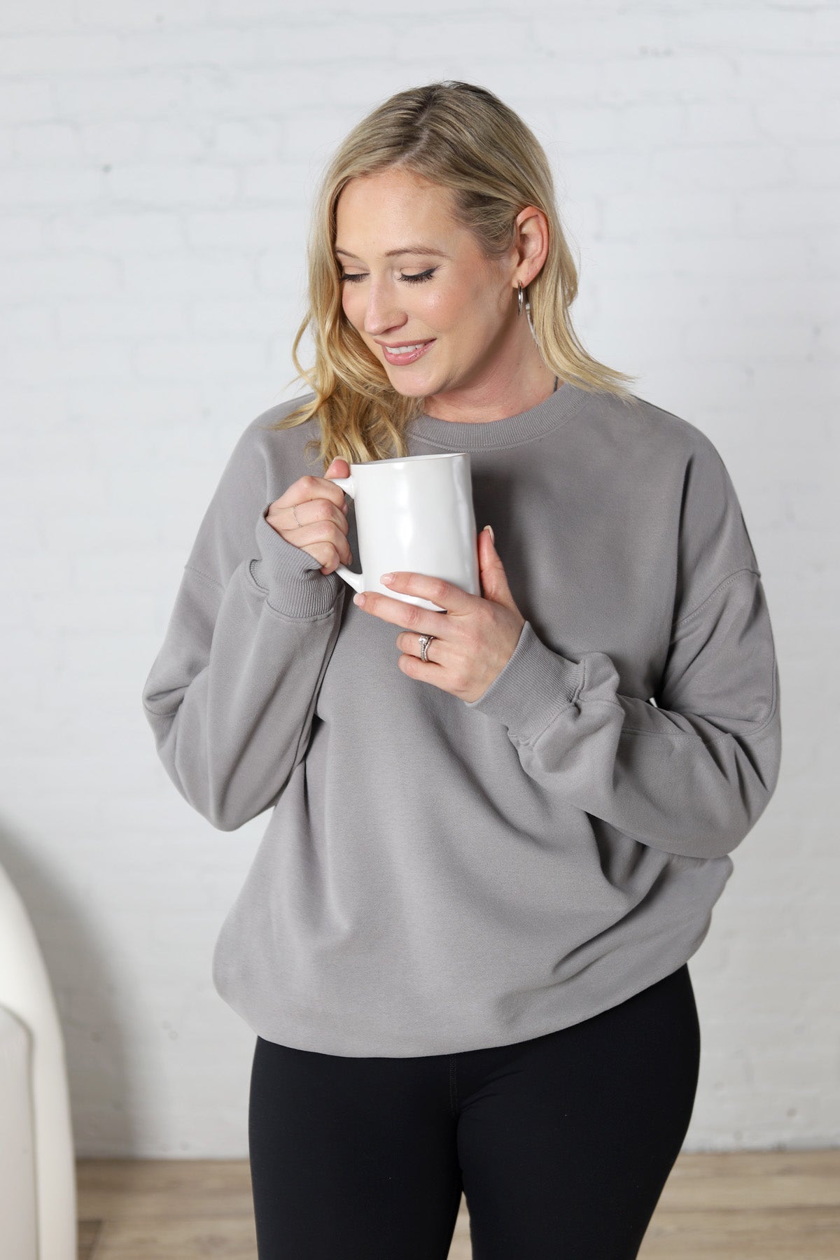 Gabi French Terry Sweatshirt with Pockets - Grey - FINAL SALE