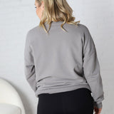 Gabi French Terry Sweatshirt with Pockets - Grey - FINAL SALE