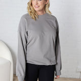 Gabi French Terry Sweatshirt with Pockets - Grey - FINAL SALE