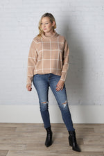 Gabriela Turtleneck Grid Sweater