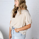 Gaia Round Neck Blouse - Oatmeal