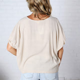 Gaia Round Neck Blouse - Oatmeal