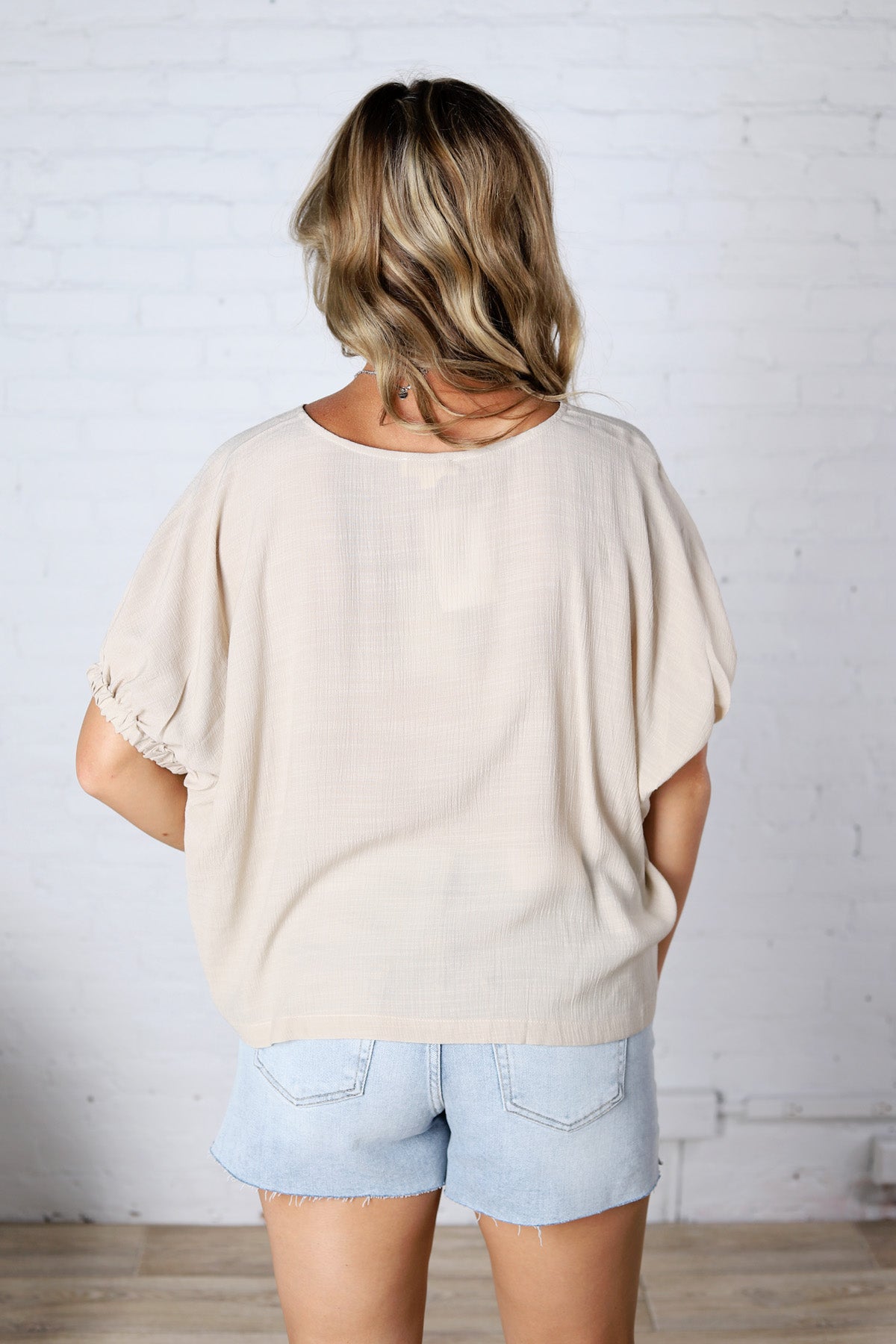 Gaia Round Neck Blouse - Oatmeal