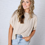 Gaia Round Neck Blouse - Oatmeal