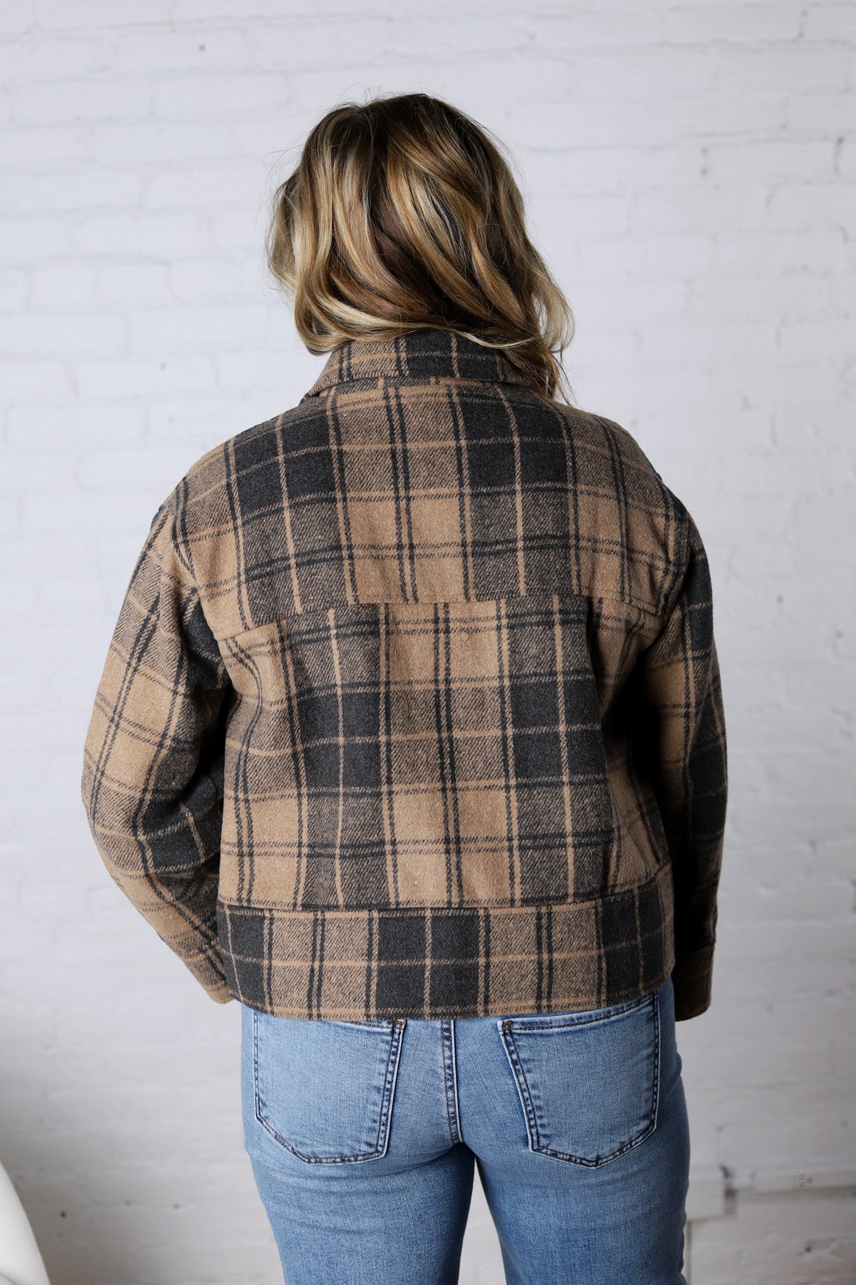 Galia Plaid Button Down Jacket With Pockets