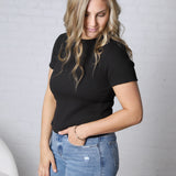 Galia Texture Knit Top - Black FINAL SALE