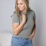 Galia Texture Knit Top - Sage