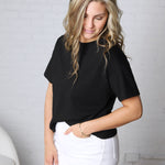 Gemma Cotton Jersey Boxy Top - Black