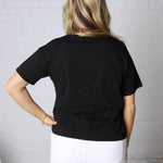Gemma Cotton Jersey Boxy Top - Black