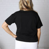 Gemma Cotton Jersey Boxy Top - Black