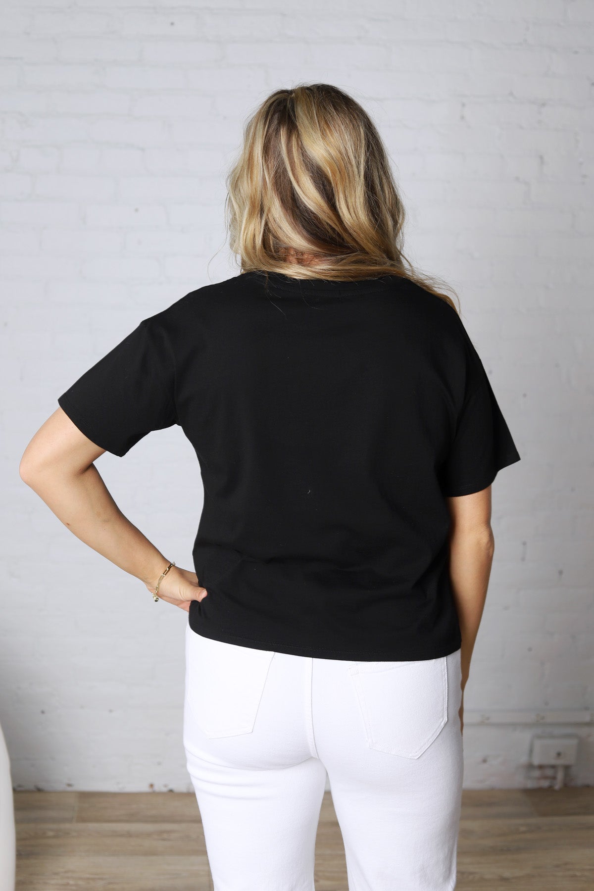 Gemma Cotton Jersey Boxy Top - Black