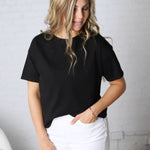 Gemma Cotton Jersey Boxy Top - Black