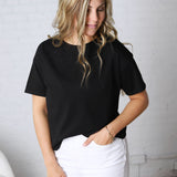 Gemma Cotton Jersey Boxy Top - Black