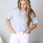 Gemma Cotton Jersey Boxy Top - Chambray
