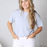 Gemma Cotton Jersey Boxy Top - Chambray