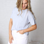 Gemma Cotton Jersey Boxy Top - Chambray