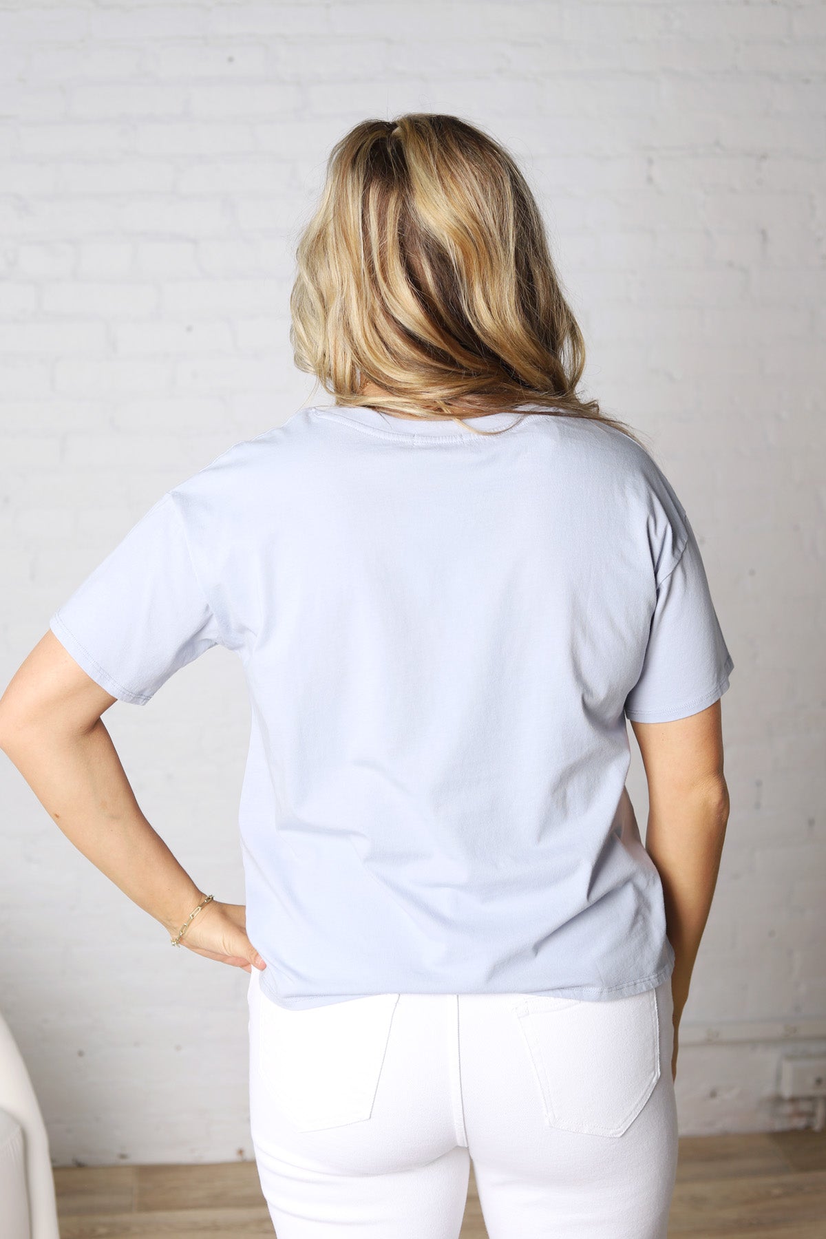 Gemma Cotton Jersey Boxy Top - Chambray