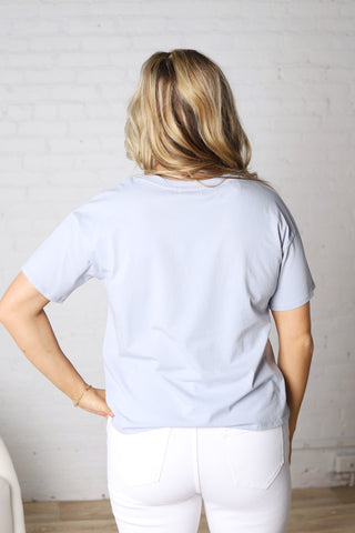 Gemma Cotton Jersey Boxy Top - Chambray