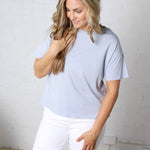 Gemma Cotton Jersey Boxy Top - Chambray