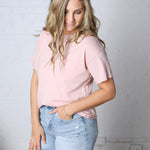 Gemma Cotton Jersey Boxy Top - Dusty Rose