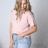 Gemma Cotton Jersey Boxy Top - Dusty Rose