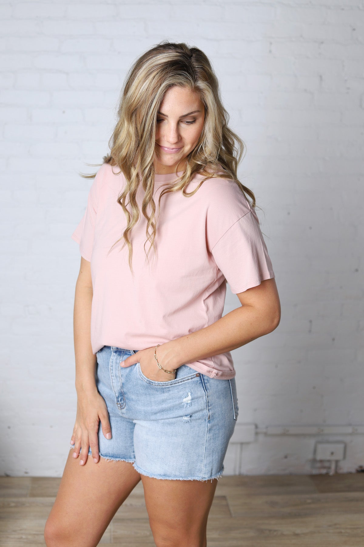 Gemma Cotton Jersey Boxy Top - Dusty Rose