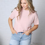 Gemma Cotton Jersey Boxy Top - Dusty Rose
