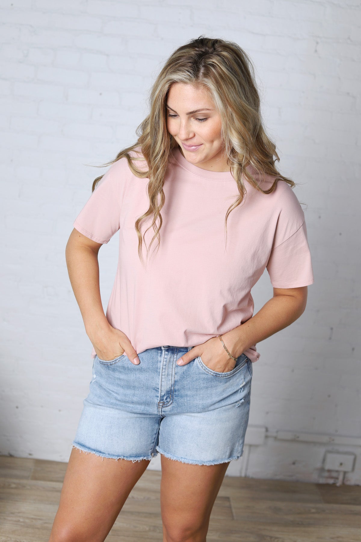 Gemma Cotton Jersey Boxy Top - Dusty Rose