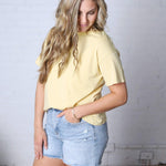 Gemma Cotton Jersey Boxy Top - Dusty Yellow