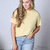 Gemma Cotton Jersey Boxy Top - Dusty Yellow