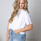 Gemma Cotton Jersey Boxy Top - Off White