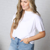 Gemma Cotton Jersey Boxy Top - Off White