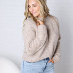 Gemma Speckled Crew Neck Knit Sweater - Oatmeal
