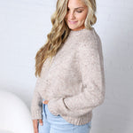 Gemma Speckled Crew Neck Knit Sweater - Oatmeal