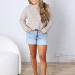 Gemma Speckled Crew Neck Knit Sweater - Oatmeal
